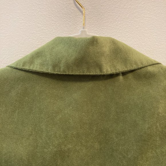 Button Up Shirt Notations Women's 1X Pin tuck Tunic Green Soft Grandma-core - Picture 3 of 9